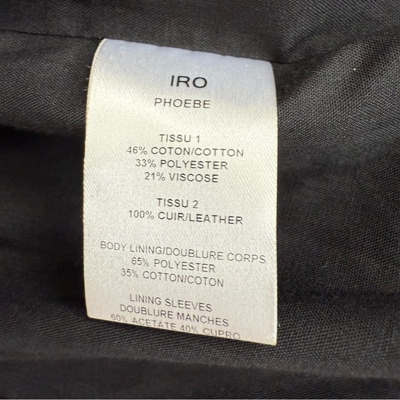 Iro Women's Size 1 Black Leather Shoulder Patches Phoebe Moto Jacket Jacket - Picture 14 of 14
